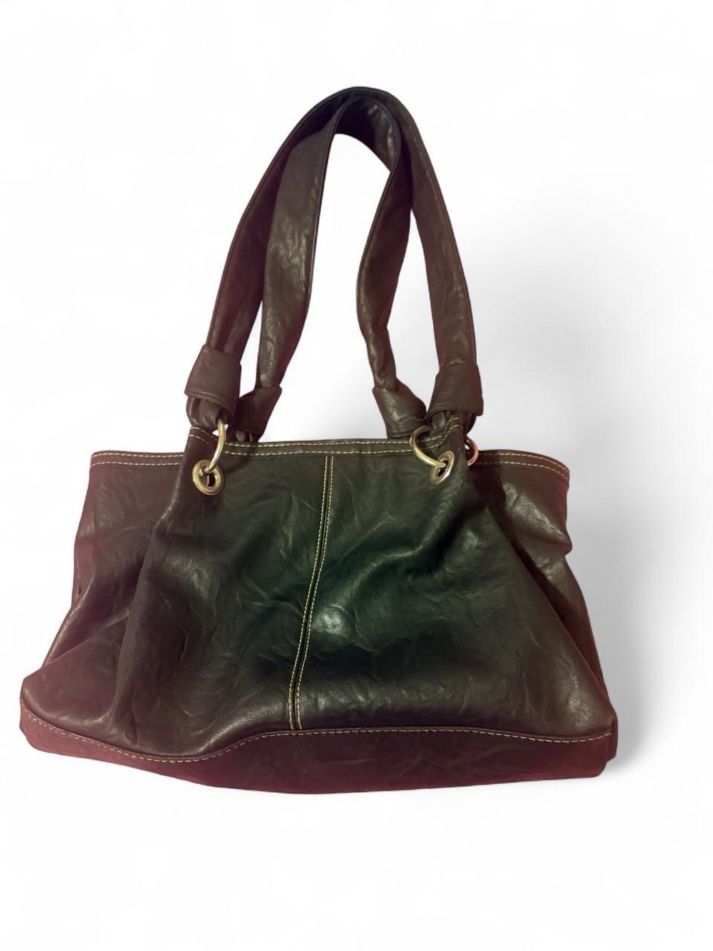 Women's Black Shoulder Bag with Silver-Tone Hardware